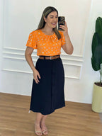 Conjunto Saia Midi Preta