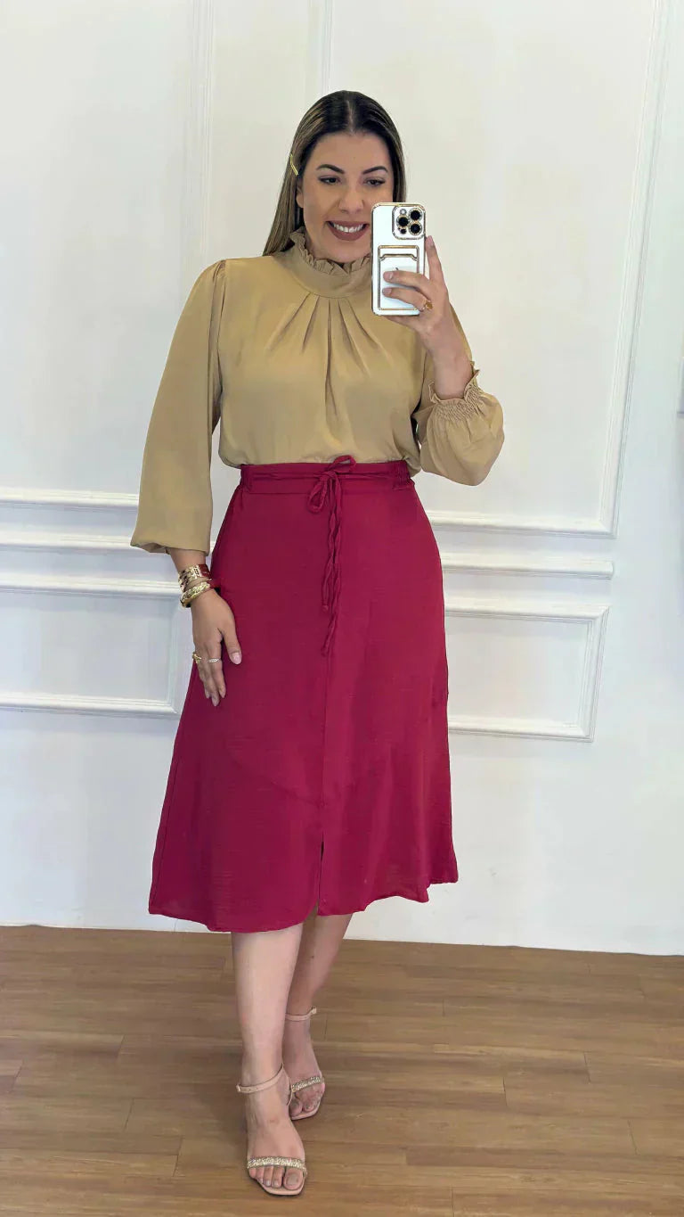 Conjunto Saia Roberta Marsala