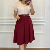 Conjunto Saia Linho Bordo